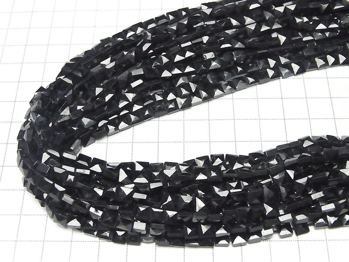 Grenat Noir AA++ Carré Facetté 1 rang de perles (env. 13 pouces/32 cm)