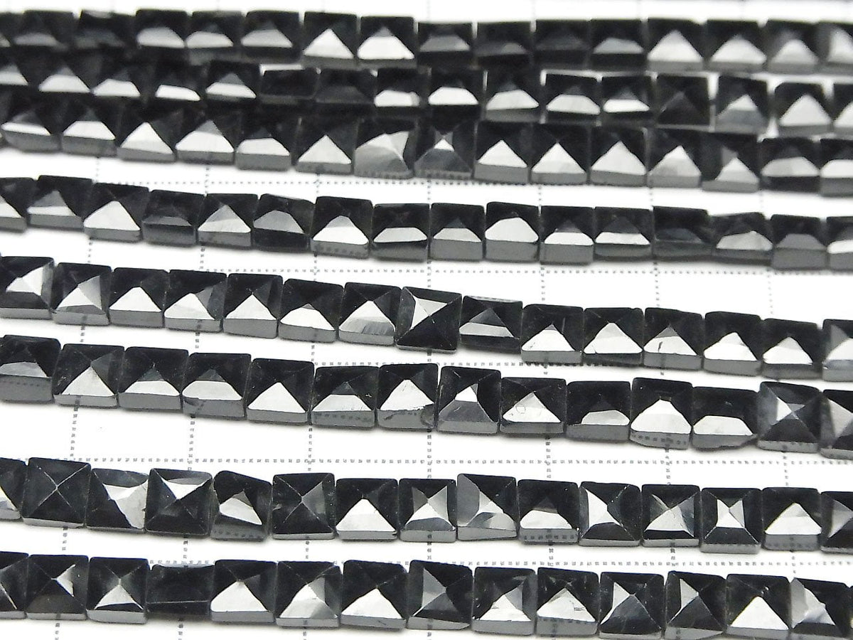 Grenat Noir AA++ Carré Facetté 1 rang de perles (env. 13 pouces/32 cm)