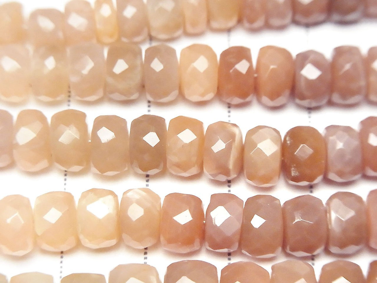 High Quality Orange Moonstone AAA - AAA- Faceted Button Rondelle Color gradation half or 1strand beads (aprx.7inch / 18 cm)