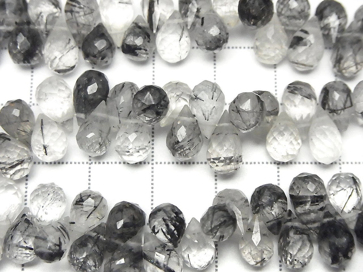 Tourmaline Quartz de haute qualité AAA - Briolettes à facettes en goutte 1 rang (env. 7 po/18 cm)