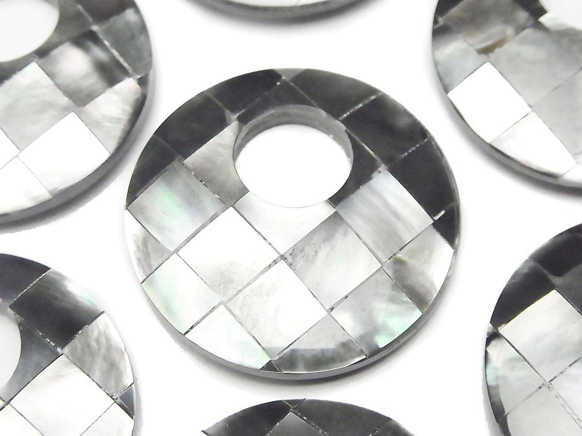 Mosaic Shell Coin (Donut) 35mm Black 1pc
