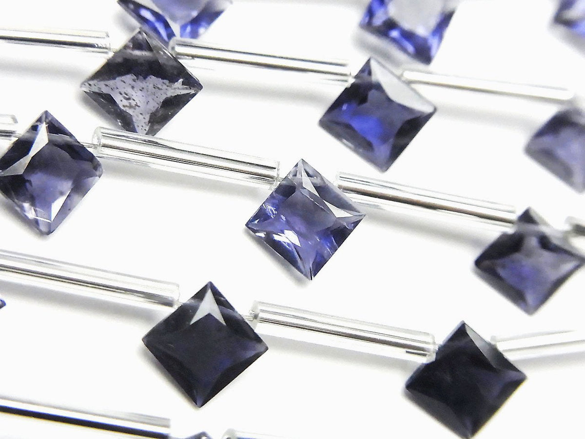 Hochwertiger Iolith AAA Diamant Prinzessschnitt 8 x 8 mm 1 Strang (8 Stk)