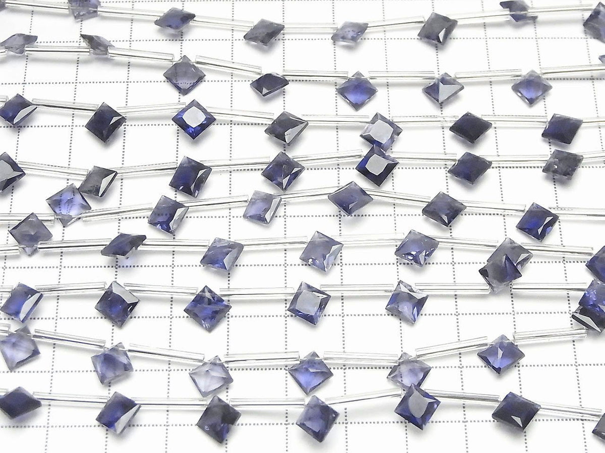 Hochwertiger Iolith AAA Diamant Prinzessschnitt 8 x 8 mm 1 Strang (8 Stk)