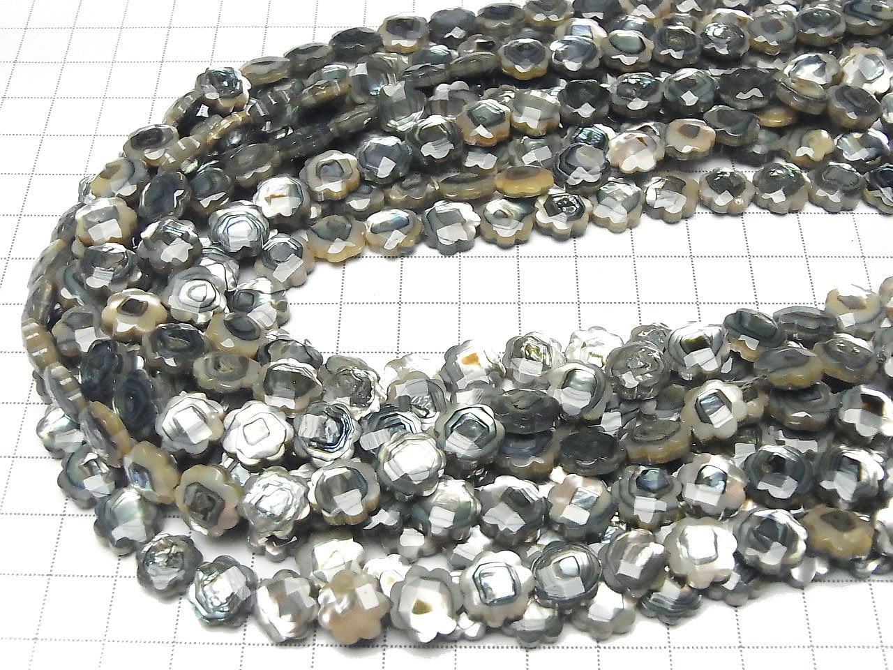 Abalone Muschelblume (facettiert) 10 x 10 x 3 mm 1/4 oder 1 Strang Perlen (ca. 15 Zoll / 38 cm)