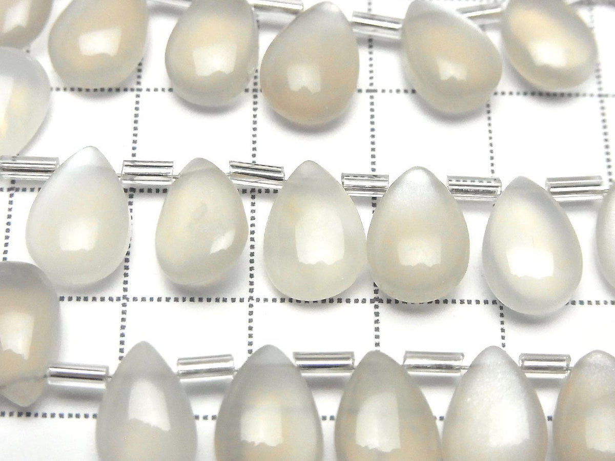 High Quality White Moonstone AAA- Pear shape (Smooth) 12x8mm half or 1strand beads (18pcs)