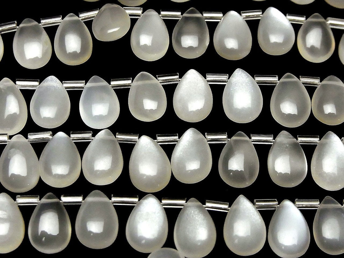 High Quality White Moonstone AAA- Pear shape (Smooth) 12x8mm half or 1strand beads (18pcs)