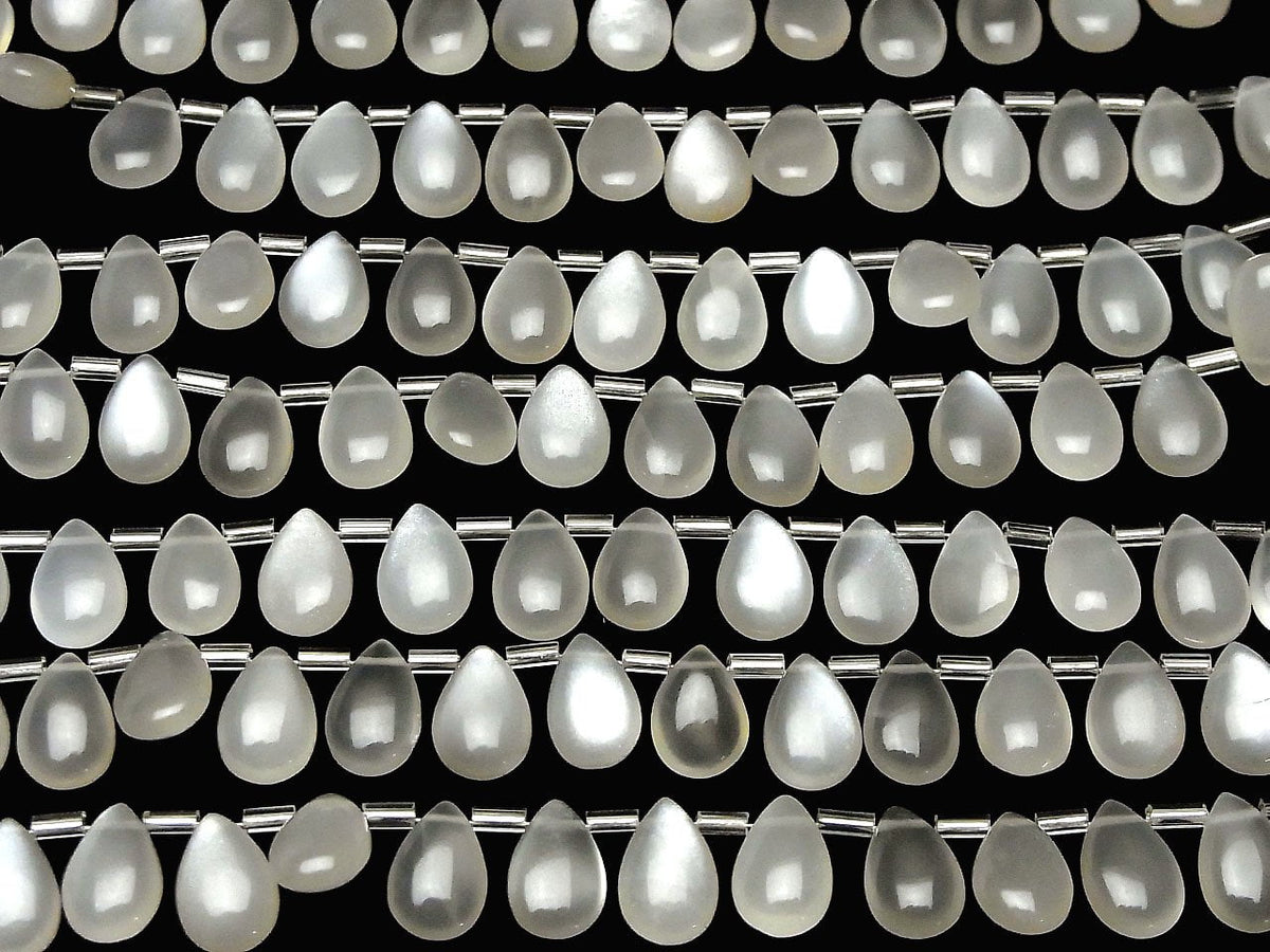 High Quality White Moonstone AAA- Pear shape (Smooth) 12x8mm half or 1strand beads (18pcs)