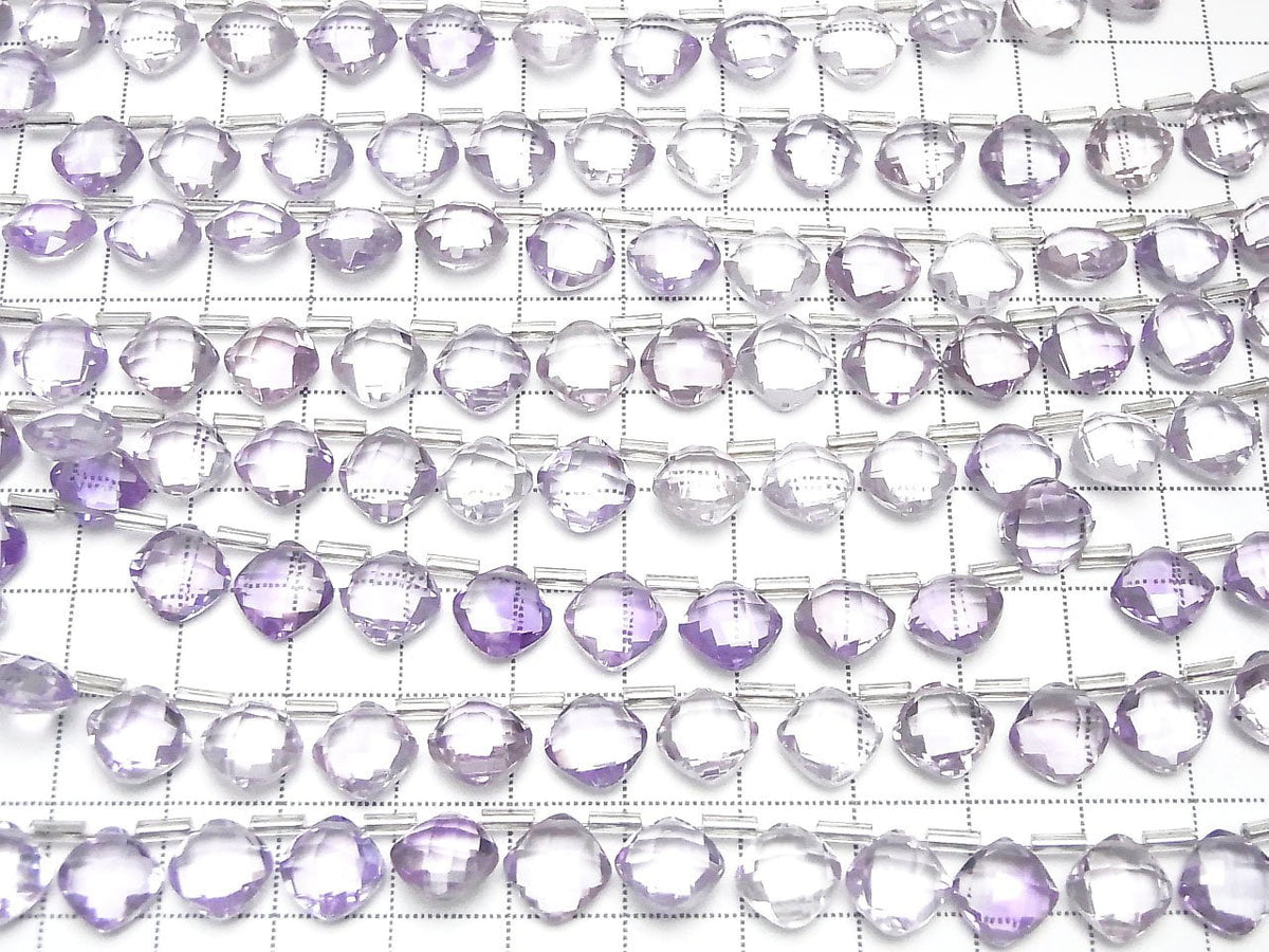 Hochwertiger Rosa Amethyst AAA Diamantform (Kissen-Schliff) 9x9mm Halbe oder 1 Strang (18 Stück)