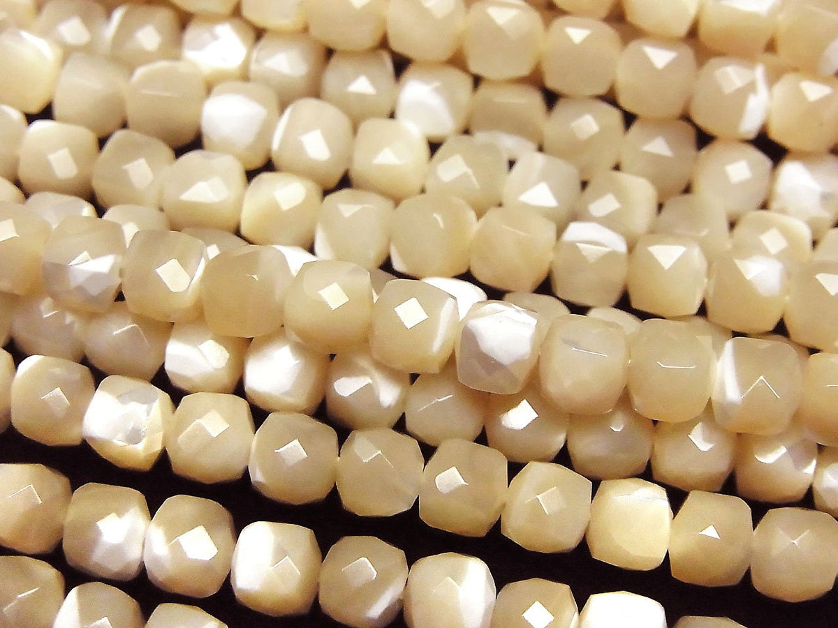 High Quality! Mother of Pearl MOP Beige Cube Shape 4.5x4.5x4.5mm 1strand beads (aprx.15inch/36cm)