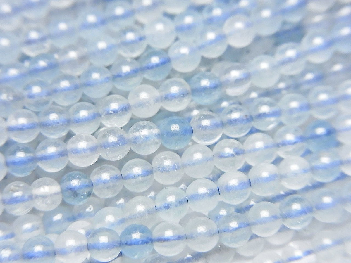 Aquamarine AA+ Round 3mm 1strand beads (aprx.15inch/37cm)