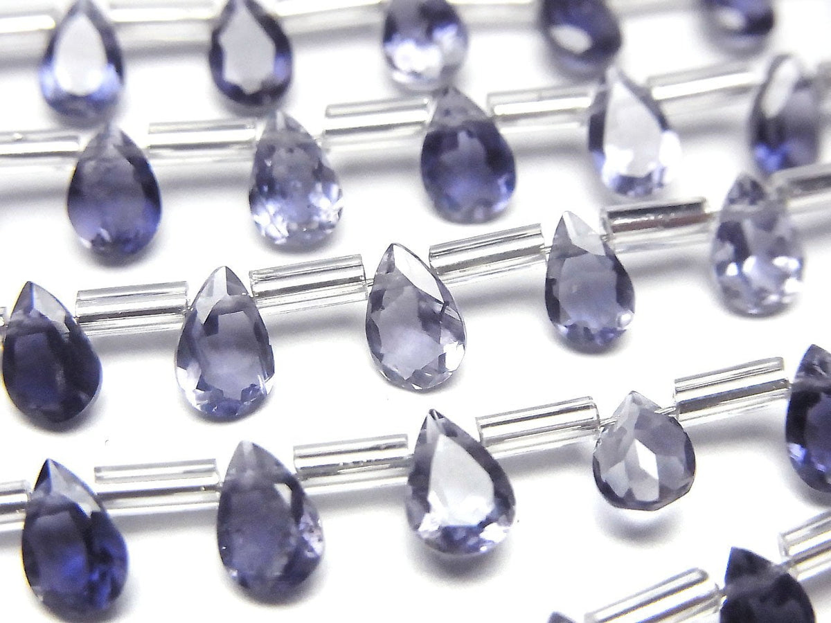 高品質堇青石 AAA 梨形刻面 6x4mm 1串 (18顆)