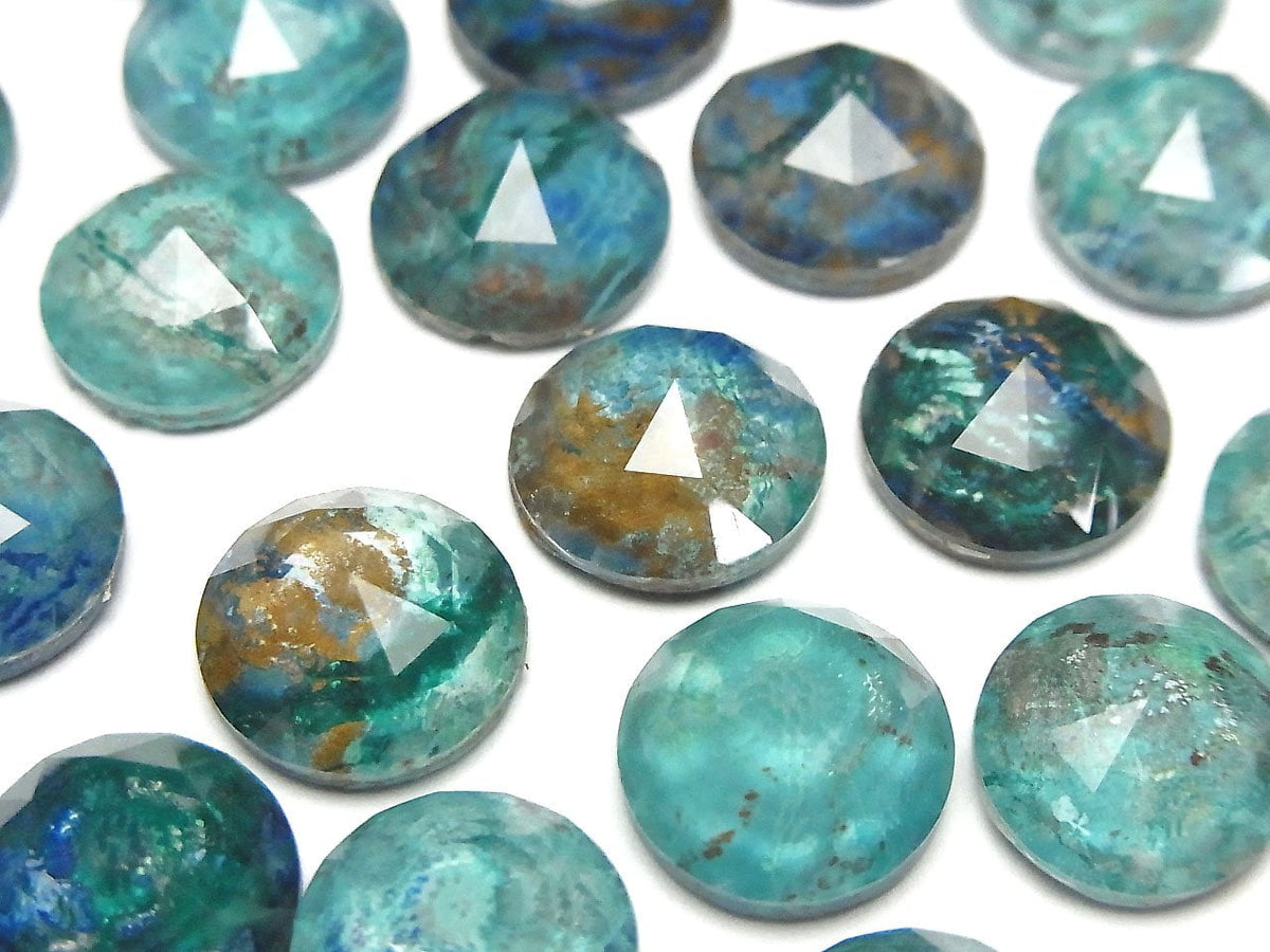 Chrysocolla x Crystal Quartz AAA Round Rose Cut 12x12mm 2pcs