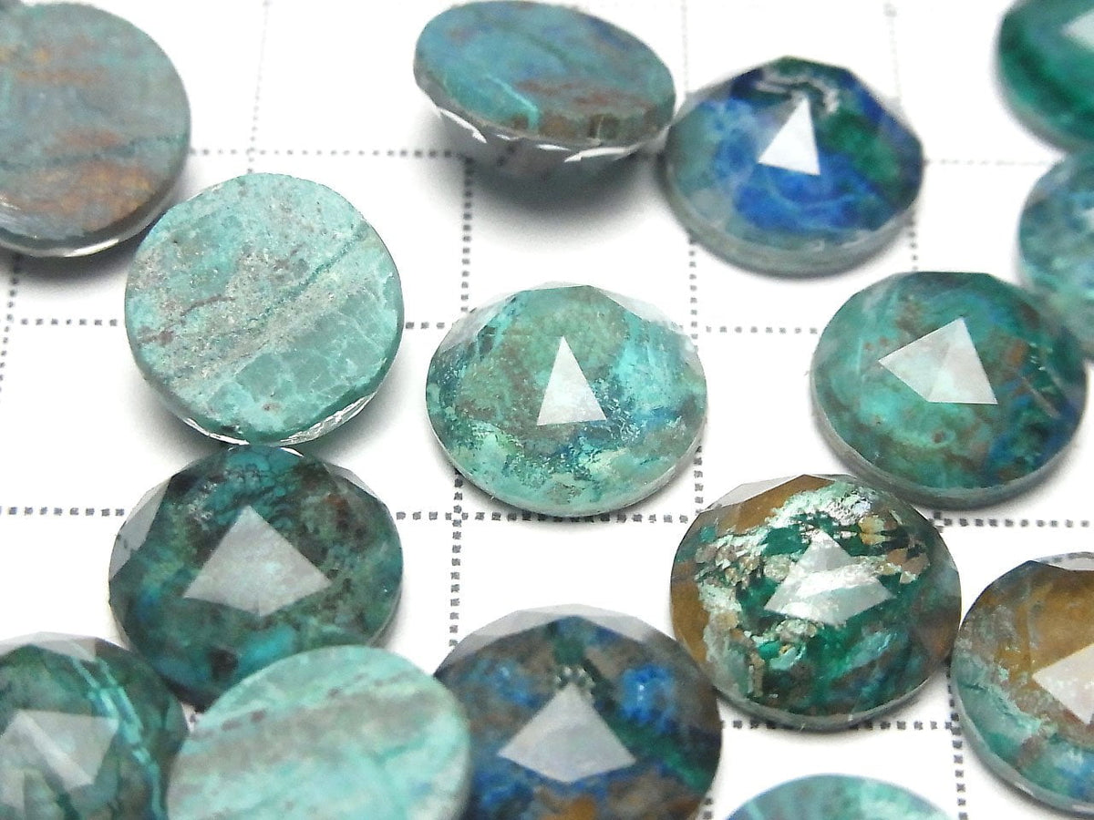 Chrysocolla x Crystal Quartz AAA Round Rose Cut 12x12mm 2pcs
