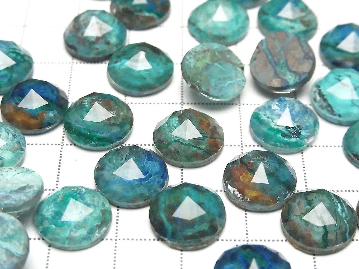 Chrysocolla x Crystal Quartz AAA Round Rose Cut 12x12mm 2pcs