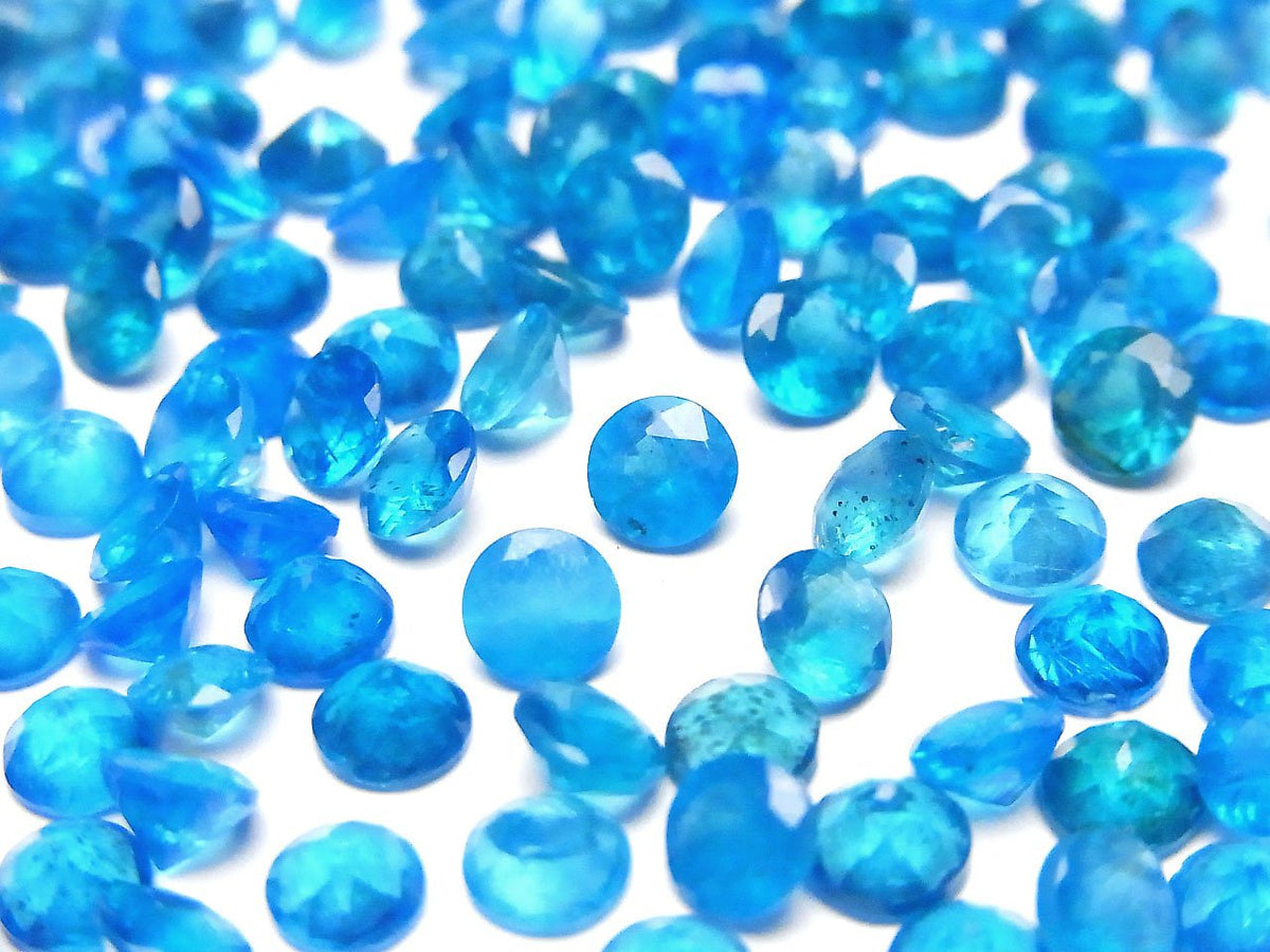 High Quality Neon Blue Apatite AAA Undrilled Round Faceted 5x5mm 2pcs