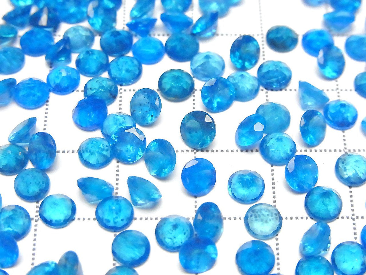 High Quality Neon Blue Apatite AAA Undrilled Round Faceted 5x5mm 2pcs