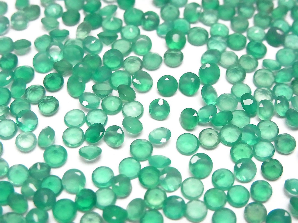 Hochwertiger grüner Onyx AAA Lose Steine rund facettiert 3x3mm 10Stk