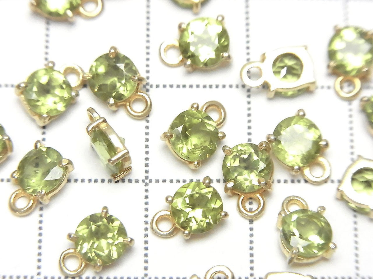 高品質橄欖石 AAA 級包鑲圓刻面 5x5mm 18KGP 3顆