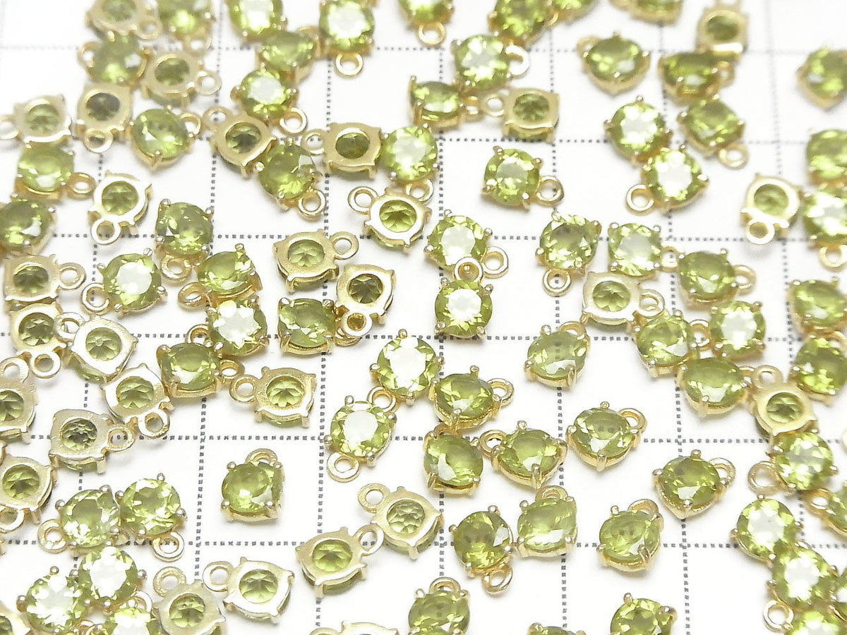高品質橄欖石 AAA 級包鑲圓刻面 5x5mm 18KGP 3顆