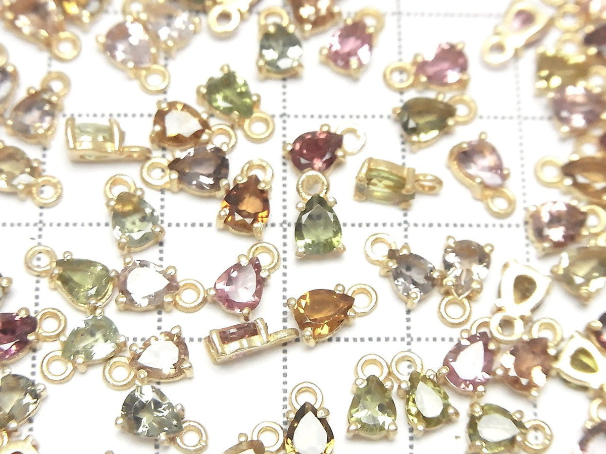 高品質多色碧璽 AAA 包鑲梨形刻面 5x4mm 5顆 $24.99!