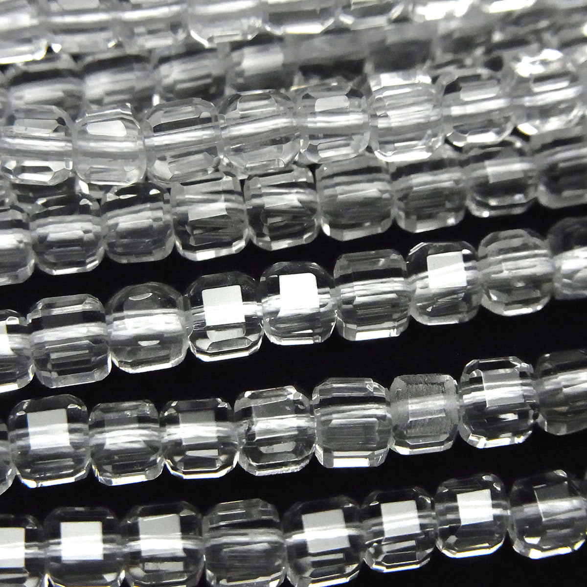 High Quality! Crystal Quartz AAA Cube Shape 4x4x4mm half or 1strand beads (aprx.15inch/37cm)