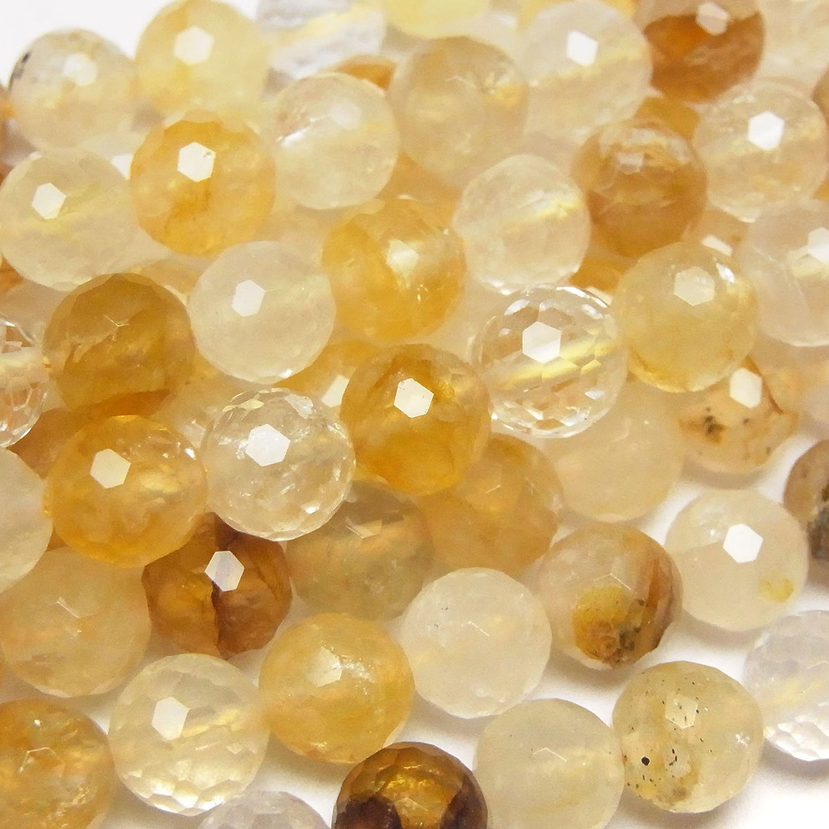 高品質!黃赤鐵礦石 128 切面圓珠 8mm 半串或 1 串珠子 (約 15 英寸/36 公分)