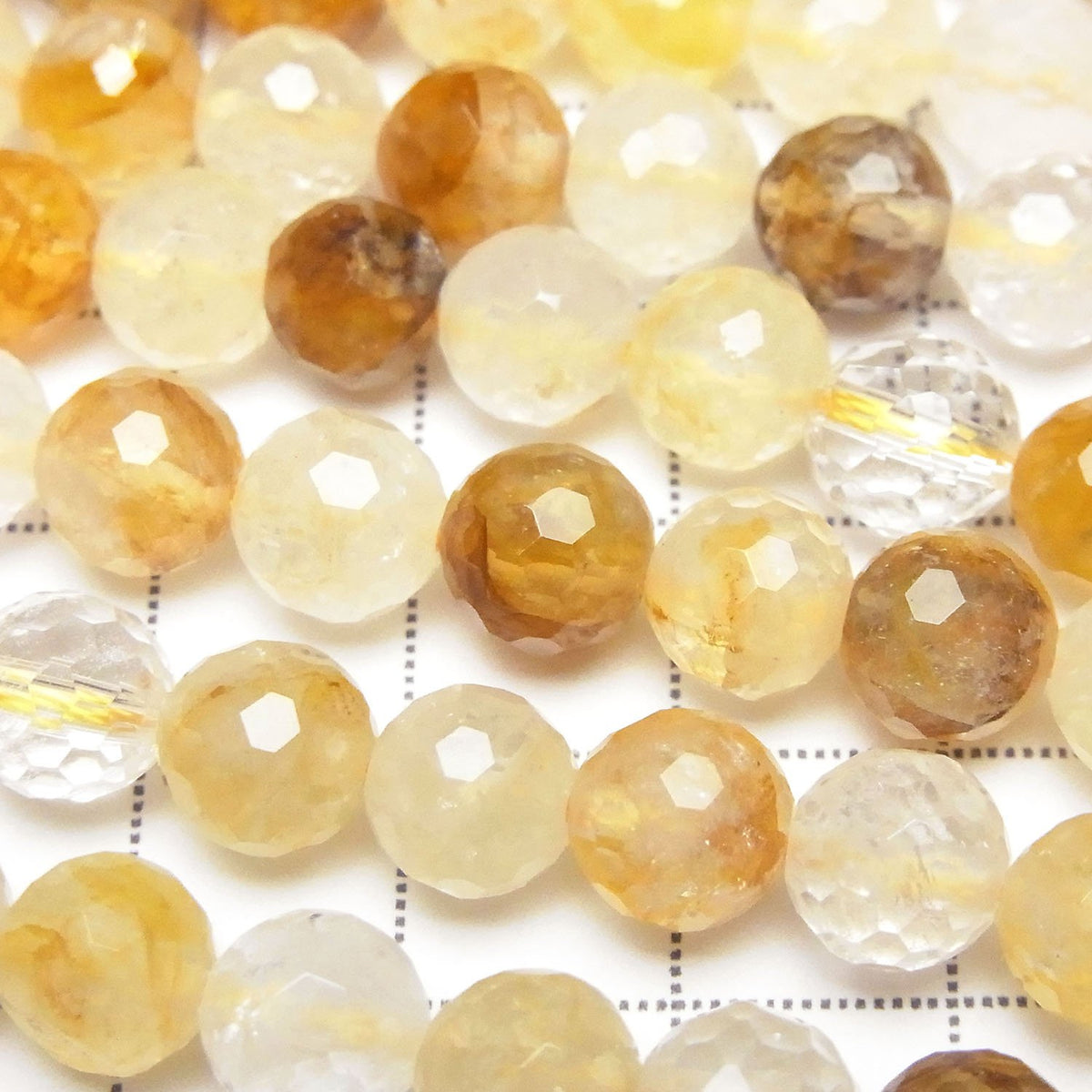 高品質!黃赤鐵礦石 128 切面圓珠 8mm 半串或 1 串珠子 (約 15 英寸/36 公分)