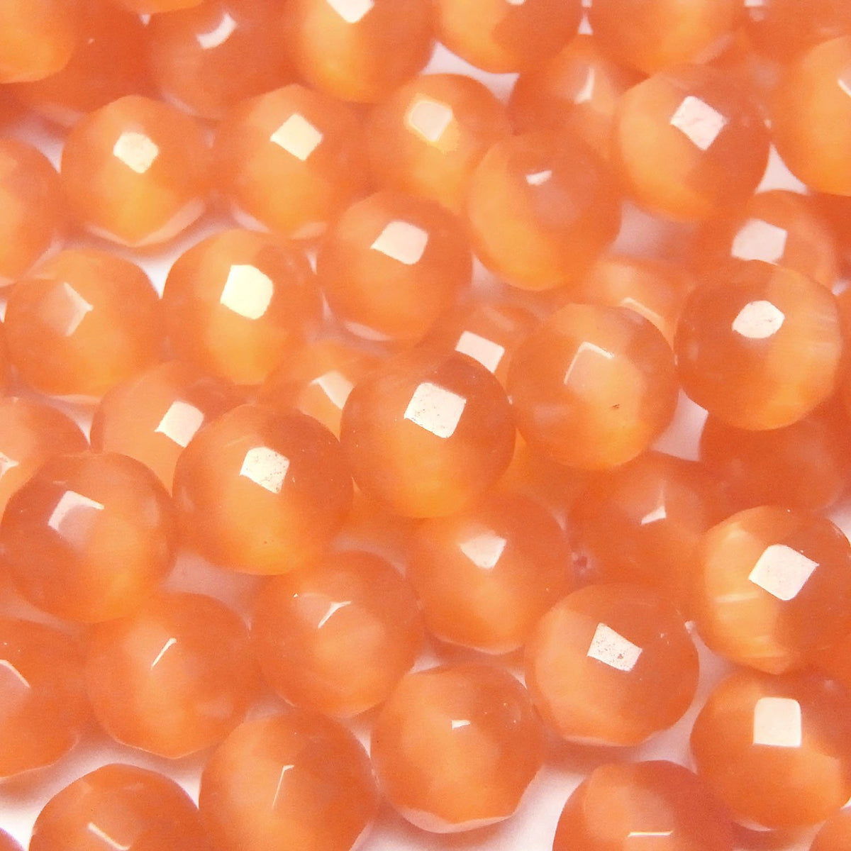 1 Strang $4.79! Orange Farb Katzenauge (Glas) Facettierte Rund 10mm 1 Strang Perlen (ca. 13 Zoll / 33 cm)