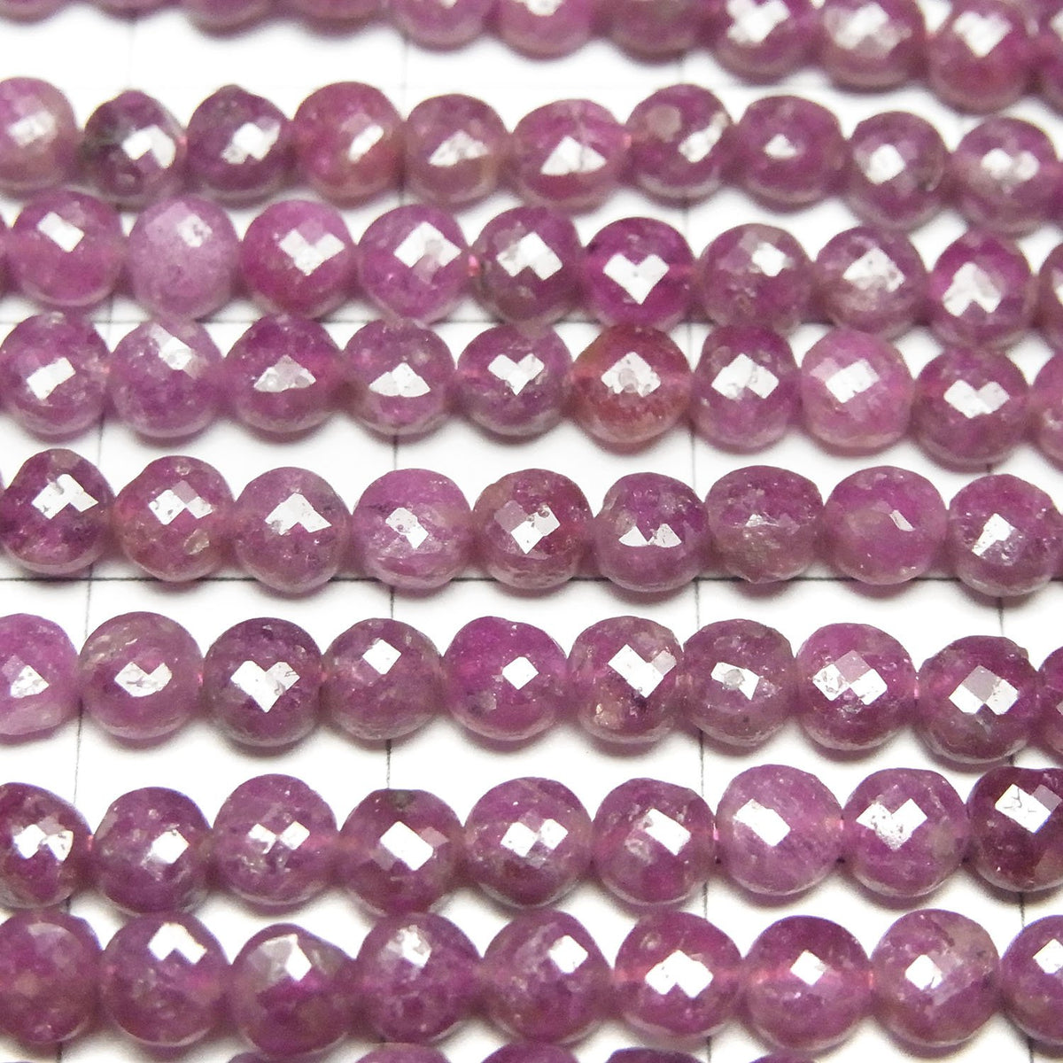 高品質!紅寶石 AA+ 切面錢幣形 4x4x2.5mm 1串珠子 (約15英吋/37公分)