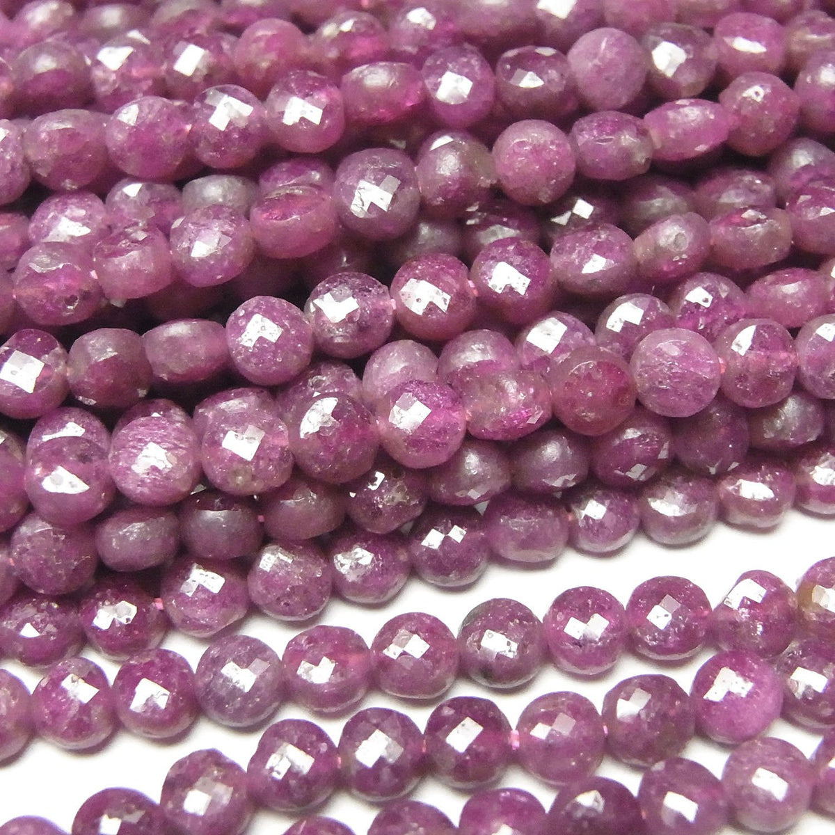 High Quality! Ruby AA+ Faceted Coin 4x4x2.5mm 1strand beads (aprx.15inch/37cm)