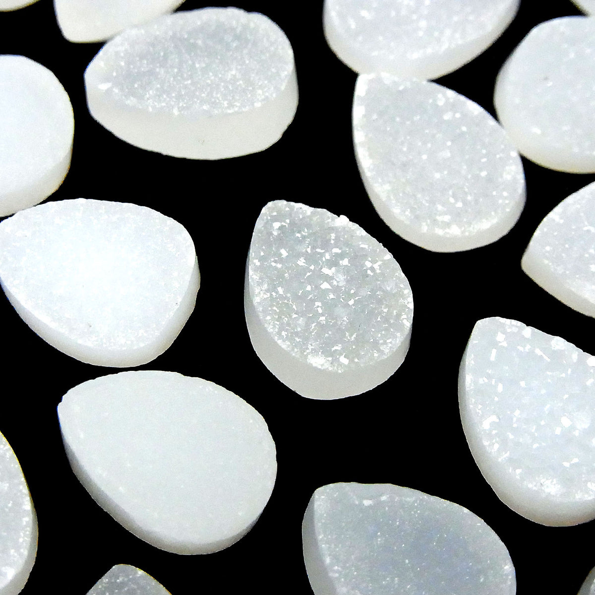 Druzy Achat Birnenform Cabochon 14x10mm 3 Stück