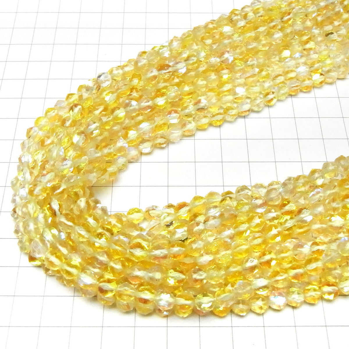 Hochwertig! Gelber Luna Flash Star facettierte runde 6mm 1 Strang Perlen (ca. 15 Zoll/36 cm)