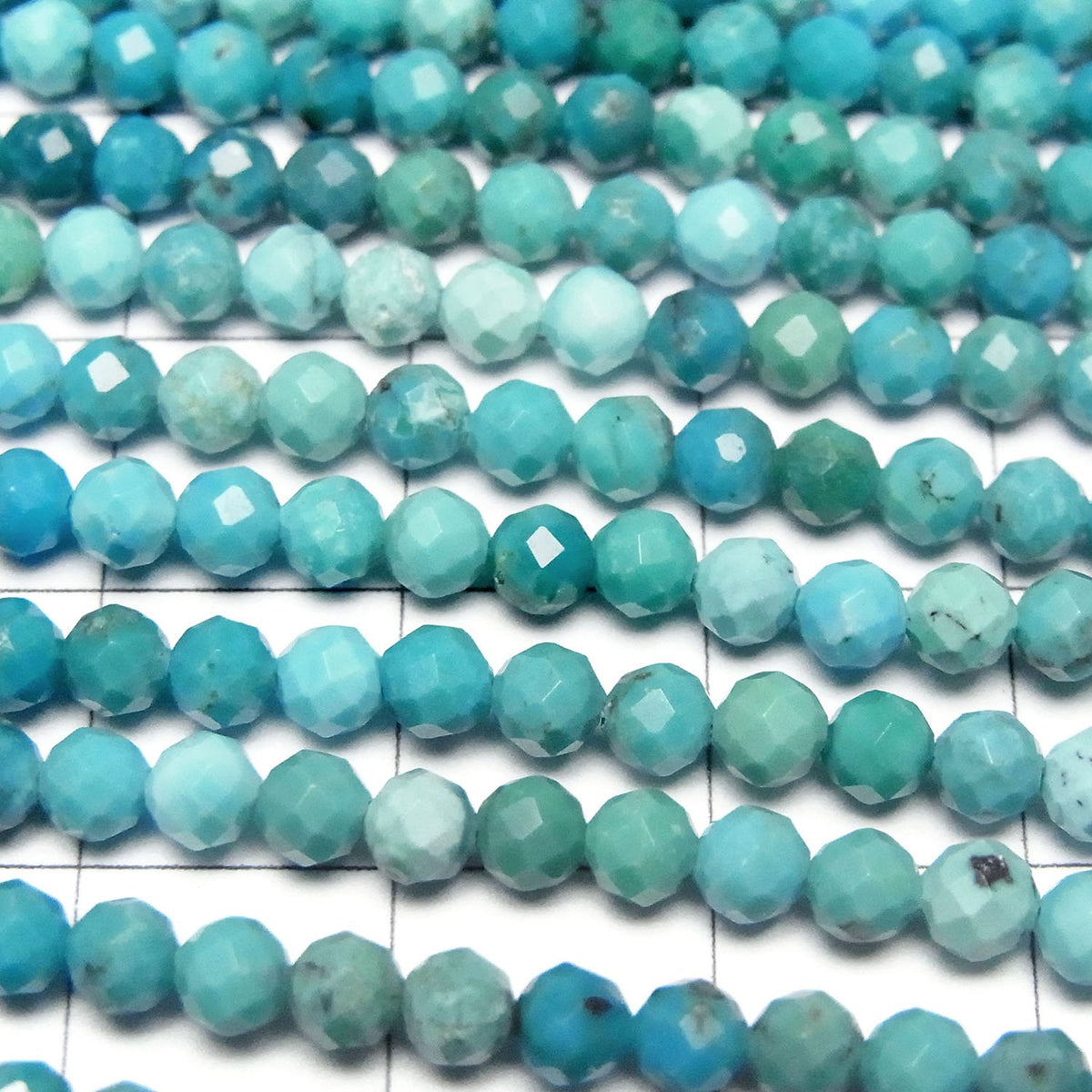 De haute qualité ! Perles Turquoise AA++ Rondes Facettées 3 mm demi ou 1 fil (environ 37 cm)