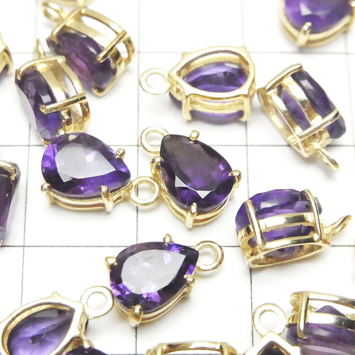 Hochwertiger Amethyst AAA Zargenfassung Birnenform facettiert 8x6mm 18KGP 2Stück