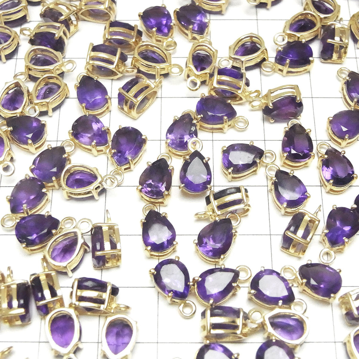 Hochwertiger Amethyst AAA Zargenfassung Birnenform facettiert 8x6mm 18KGP 2Stück