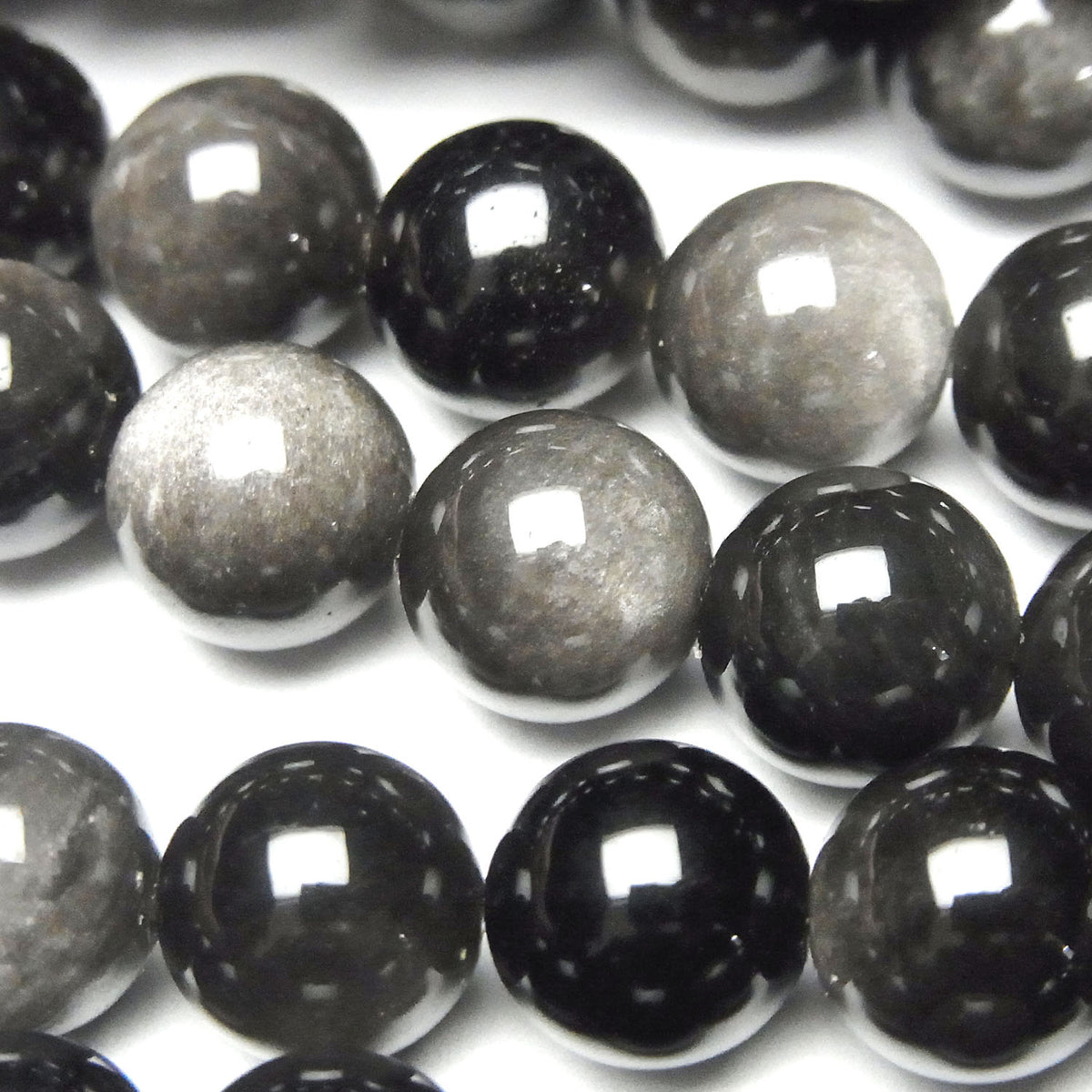 Silberglanz Obsidian AAA rund 10mm 1strang Perlen (ca. 15 Zoll / 36 cm)