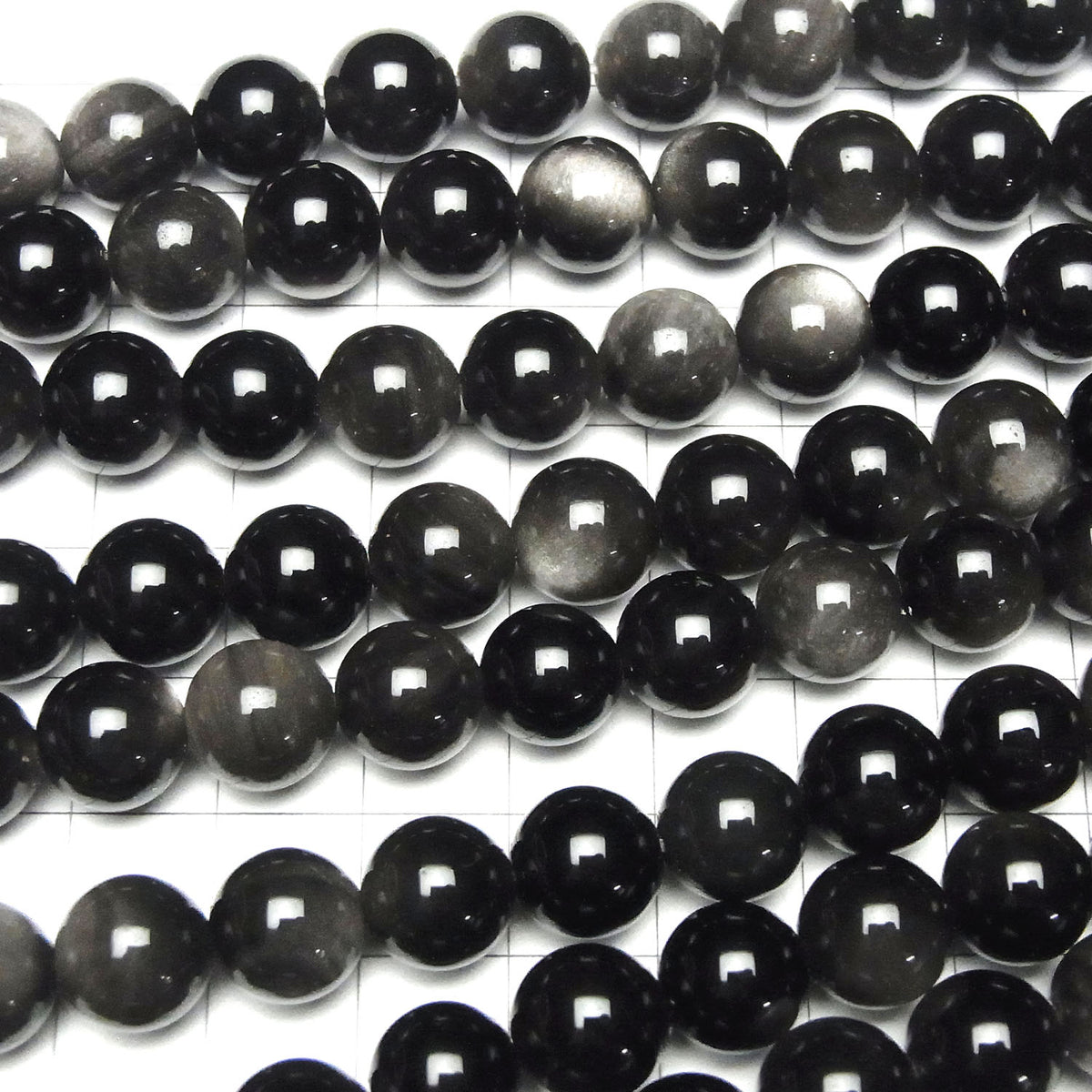 Silberglanz Obsidian AAA rund 10mm 1strang Perlen (ca. 15 Zoll / 36 cm)