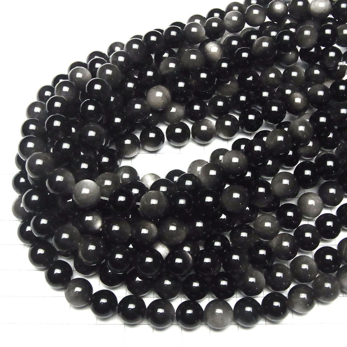 Silberglanz Obsidian AAA rund 10mm 1strang Perlen (ca. 15 Zoll / 36 cm)