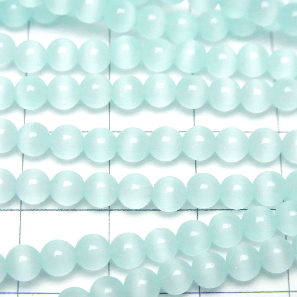 Helles Blau Katzenauge Rund 4mm 1 Strang Perlen (ca. 14 Zoll / 34 cm)