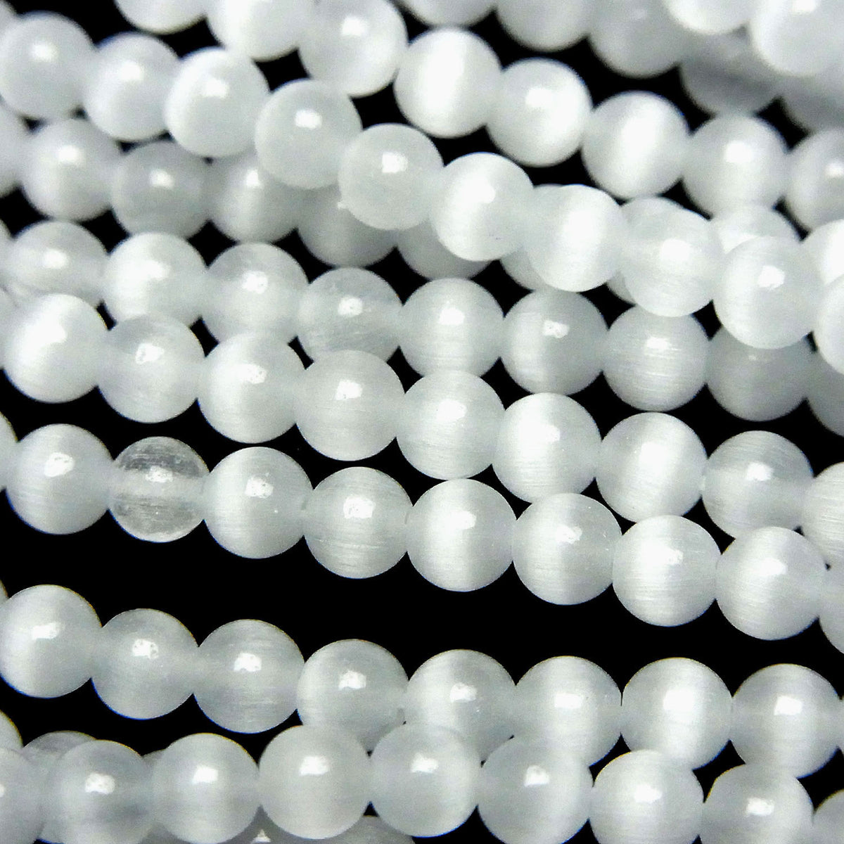 White color Cat's Eye Round 4mm 1strand beads (aprx.14inch/35cm)