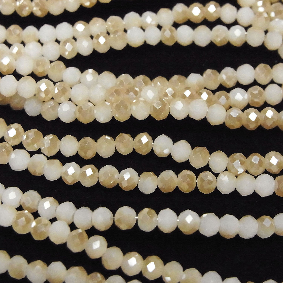 Glass Beads Faceted Button Rondelle 3x3x2mm Champagne Half Coating 1strand beads (aprx.12inch/29cm)