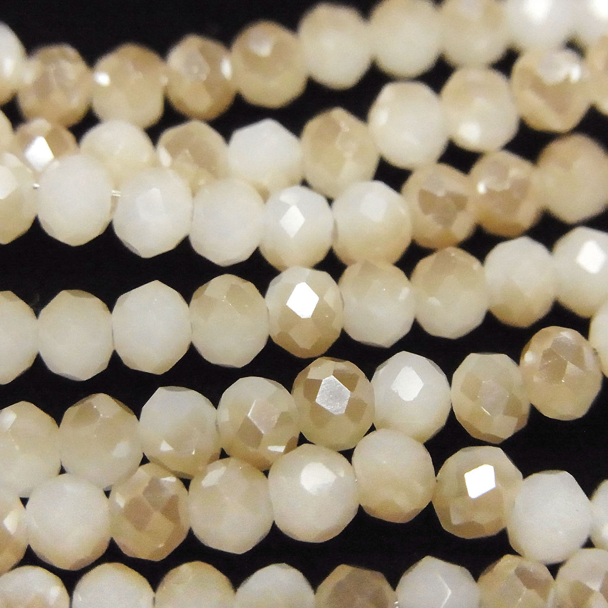 Glass Beads Faceted Button Rondelle 3x3x2mm Champagne Half Coating 1strand beads (aprx.12inch/29cm)