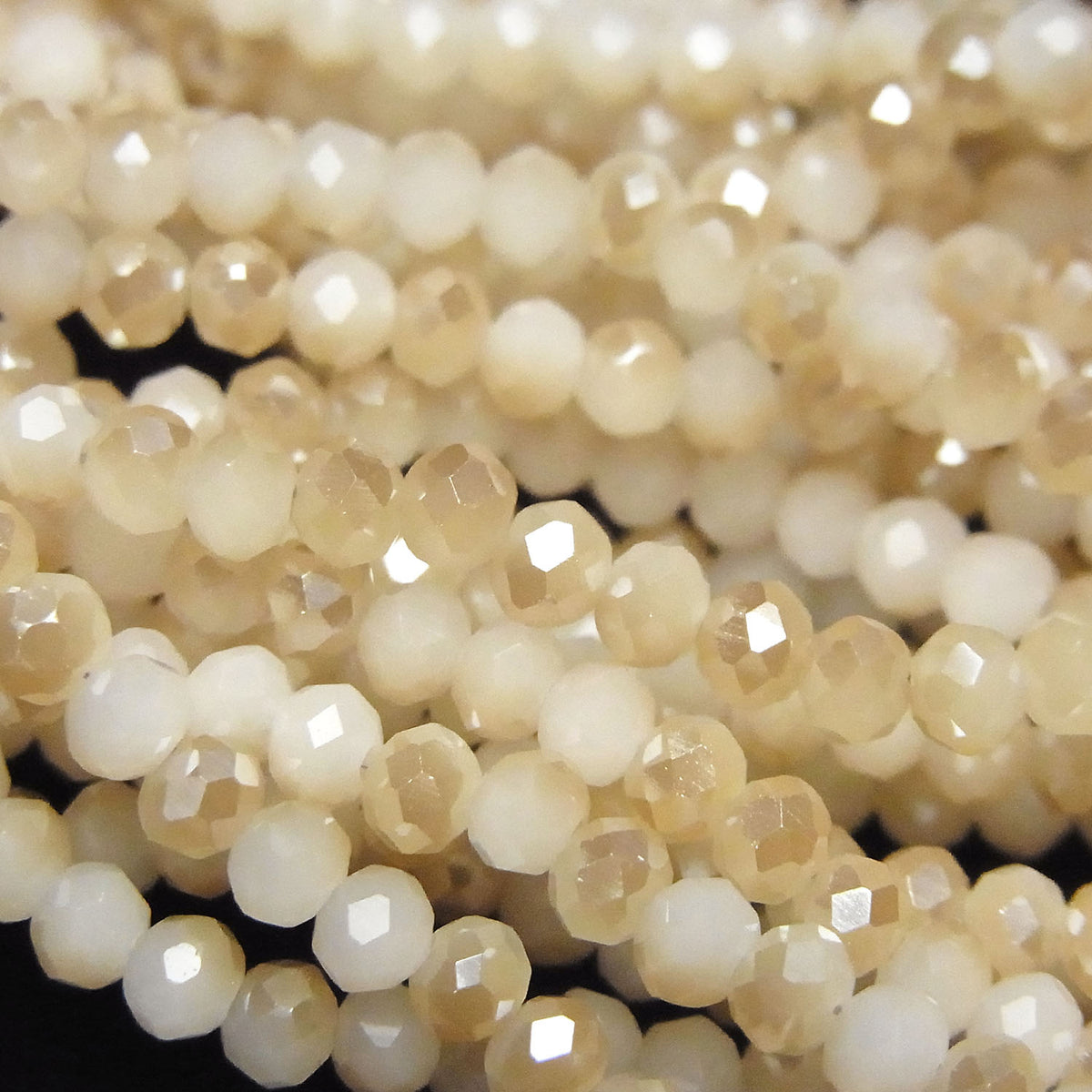 Glass Beads Faceted Button Rondelle 3x3x2mm Champagne Half Coating 1strand beads (aprx.12inch/29cm)