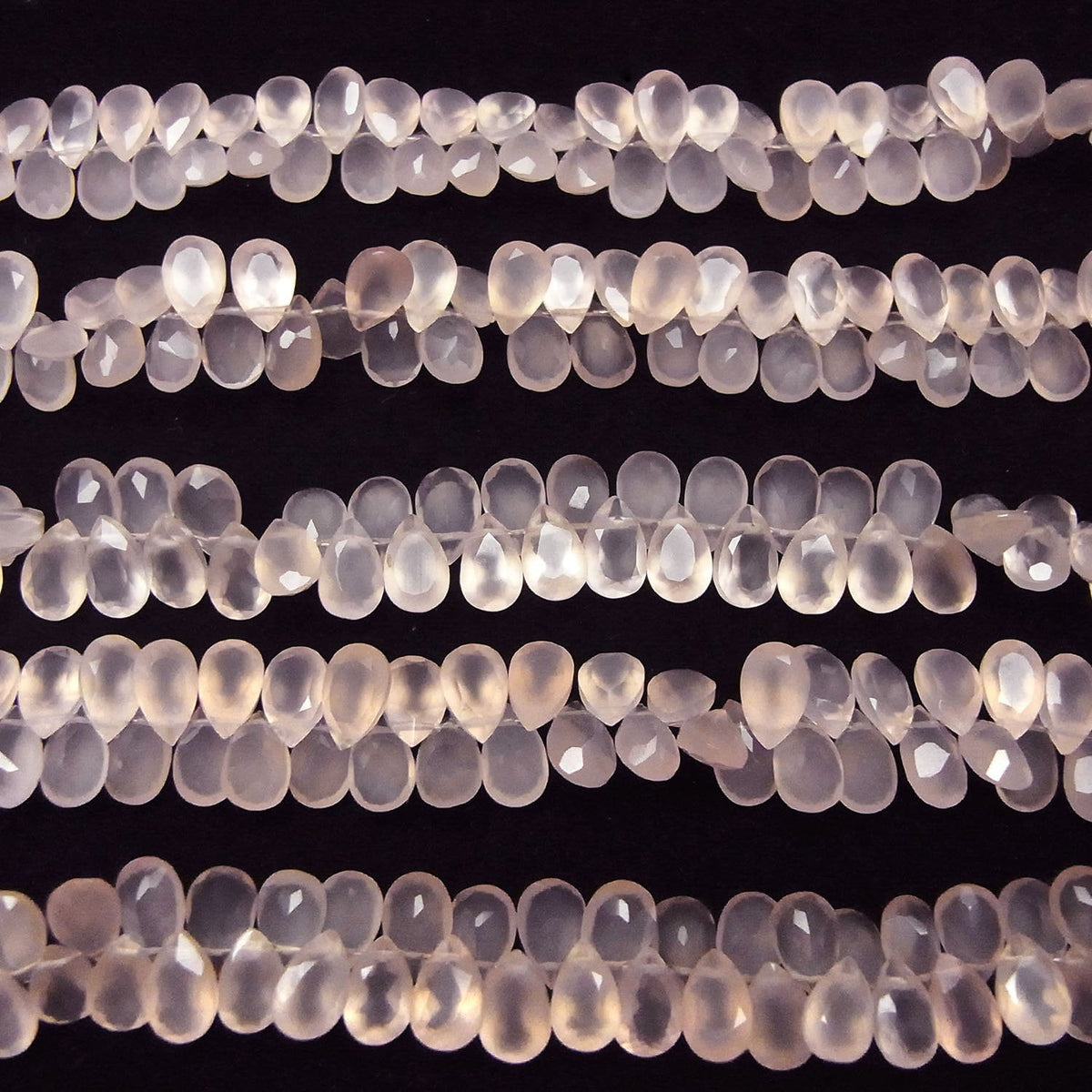 High Quality Pink Chalcedony AAA Pear shape Faceted 8 x 5 x 3 mm 1/4 or 1strand beads (aprx.7 inch / 17 cm)