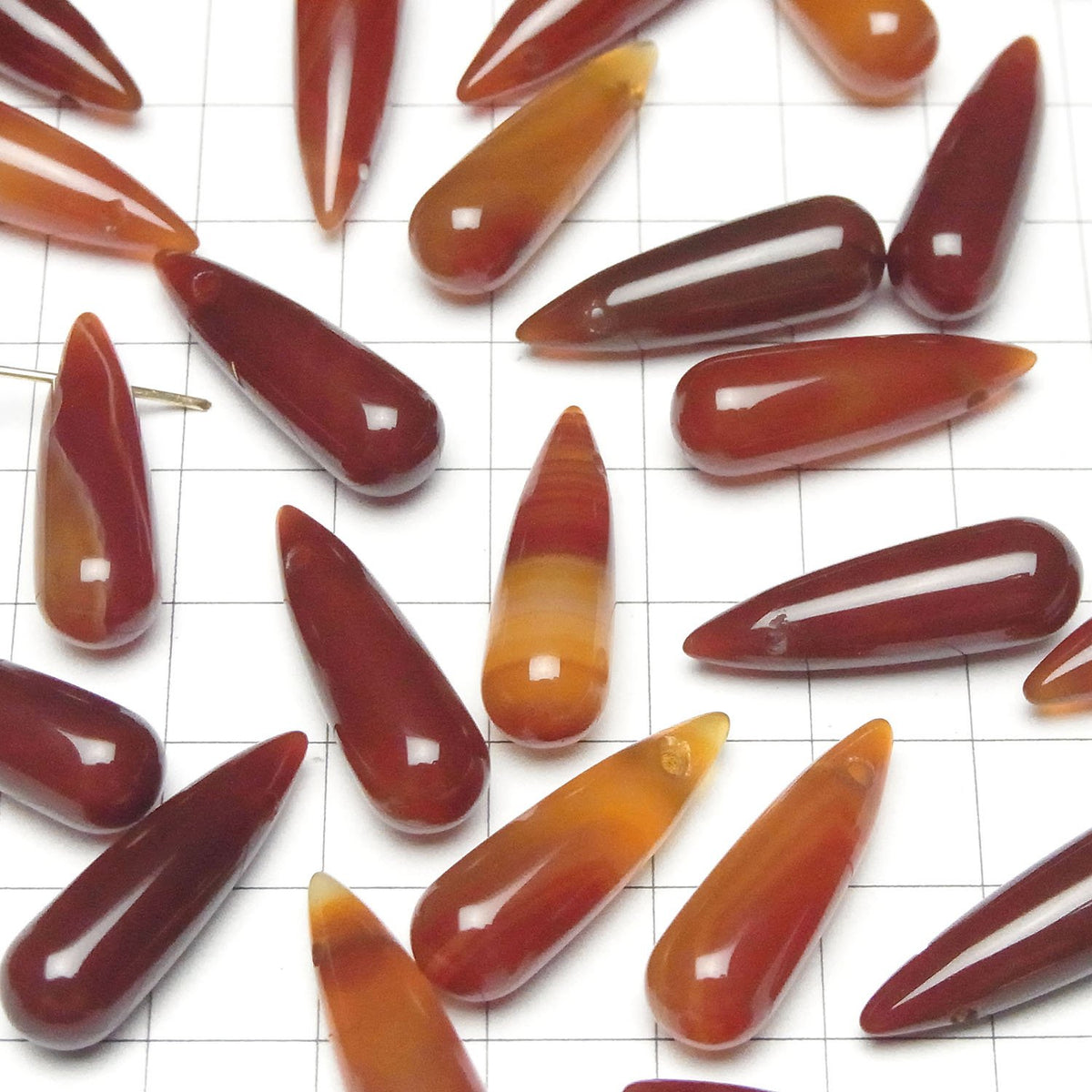 Carnelian Drop (Smooth) 25x8mm 2pcs