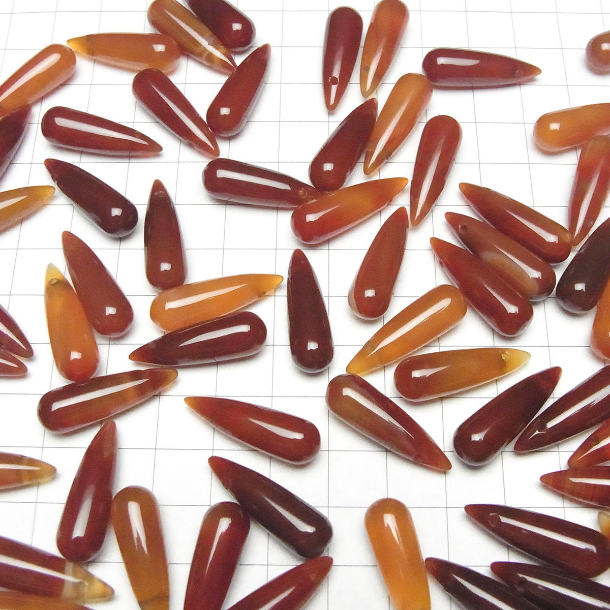 Carnelian Drop (Smooth) 25x8mm 2pcs
