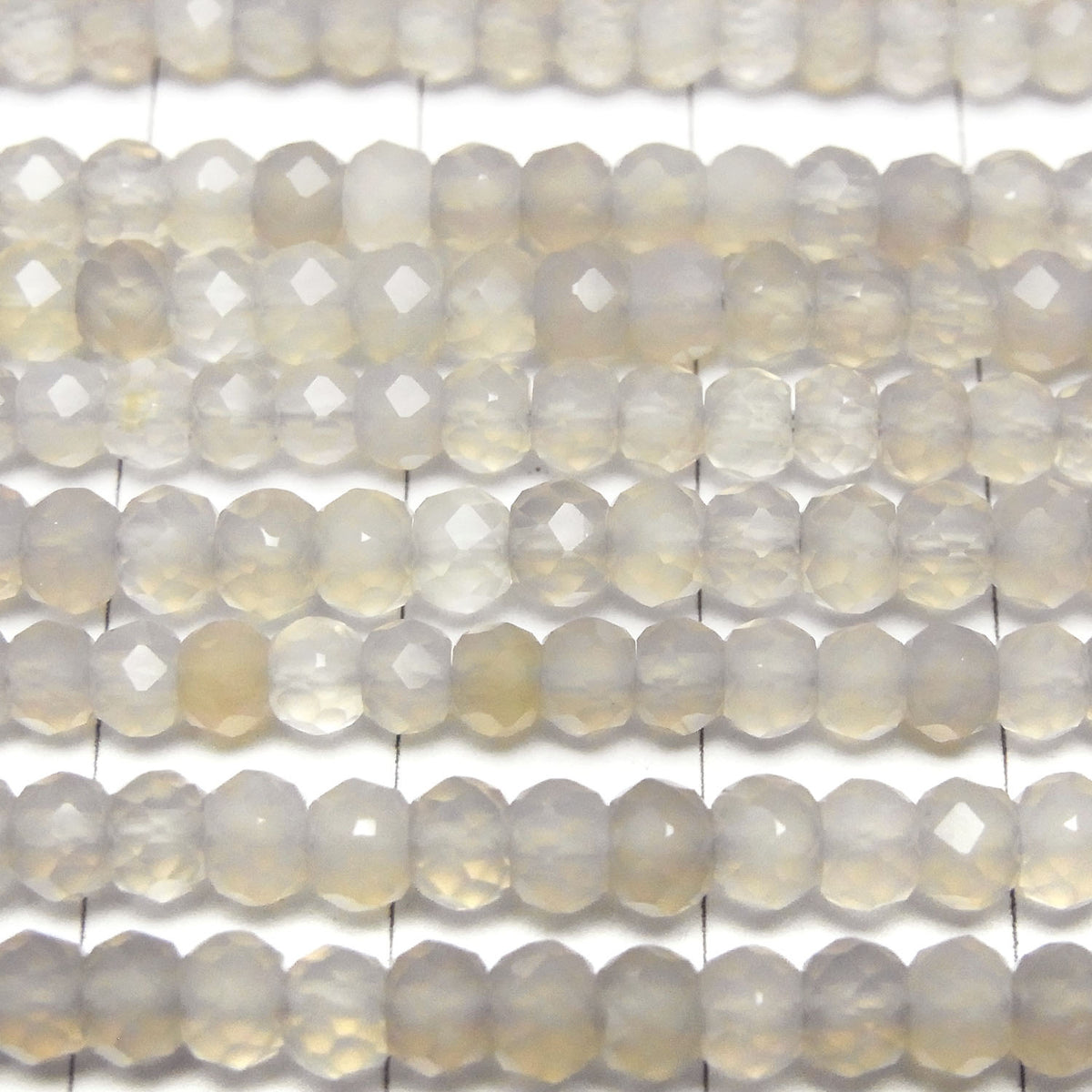 High Quality! Gray Onyx AAA Faceted Button Rondelle 4x4x3mm 1strand beads (aprx.15inch/38cm)