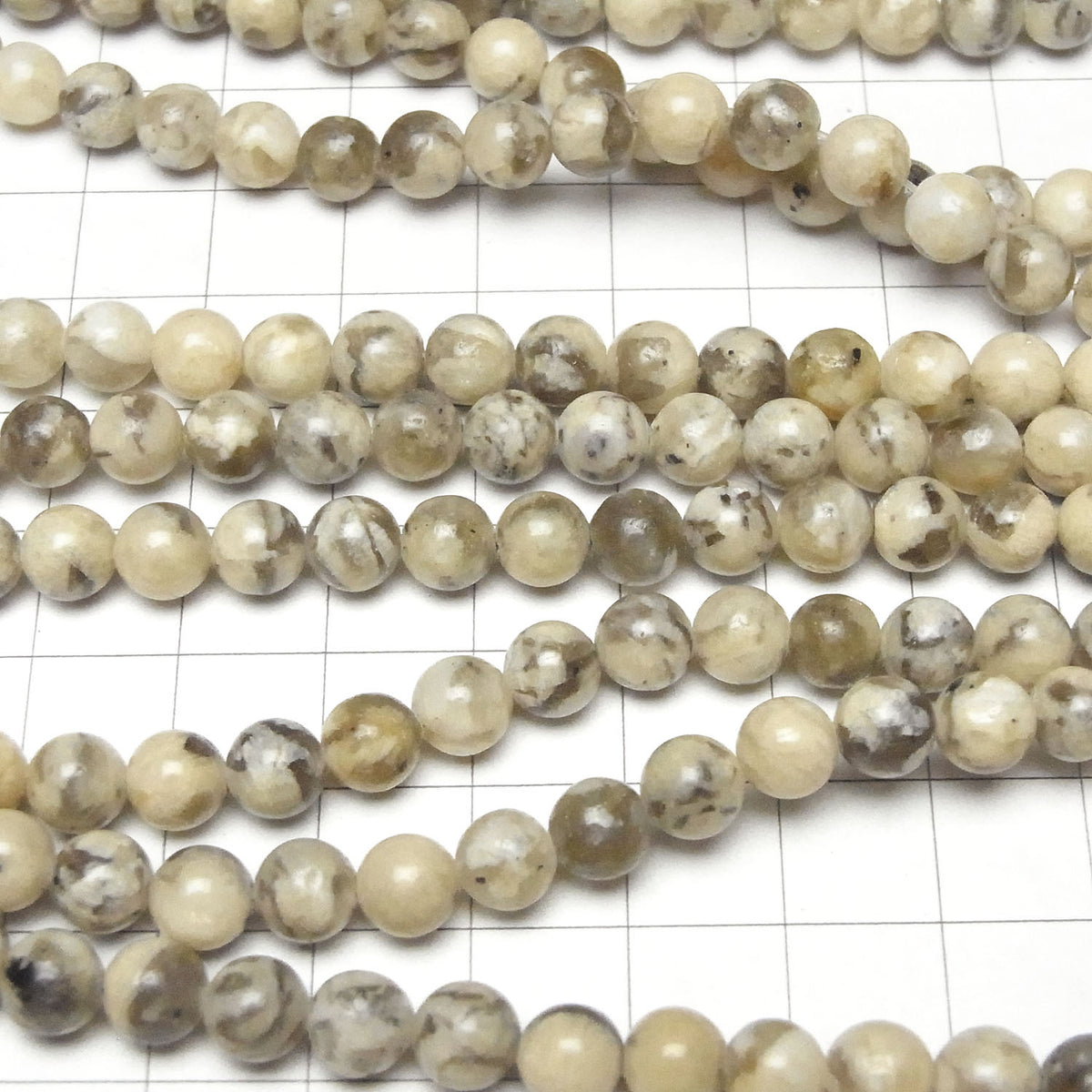 Graphic Granite Round 6mm 1strand beads (aprx.15inch / 37cm)