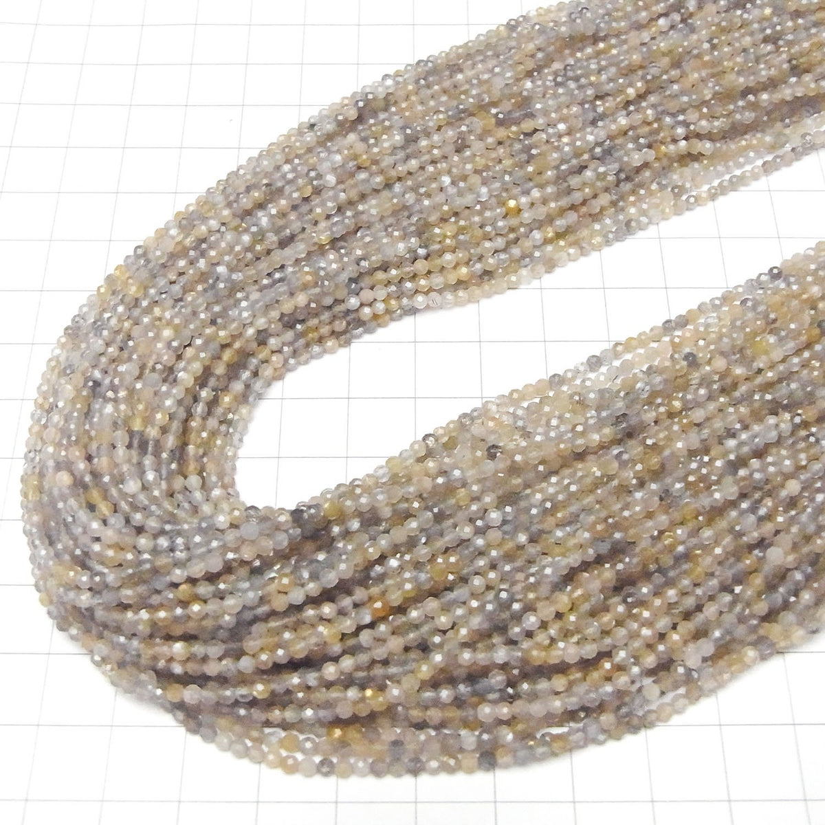 Silver & Golden Sheen Multicolor Moonstone AAA Faceted Round 2mm 1-strand beads (approx. 15 inches/37 cm) High Quality!
