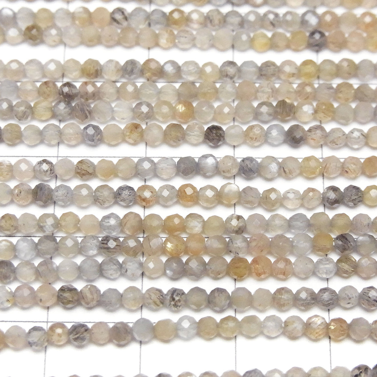 Silver & Golden Sheen Multicolor Moonstone AAA Faceted Round 2mm 1-strand beads (approx. 15 inches/37 cm) High Quality!
